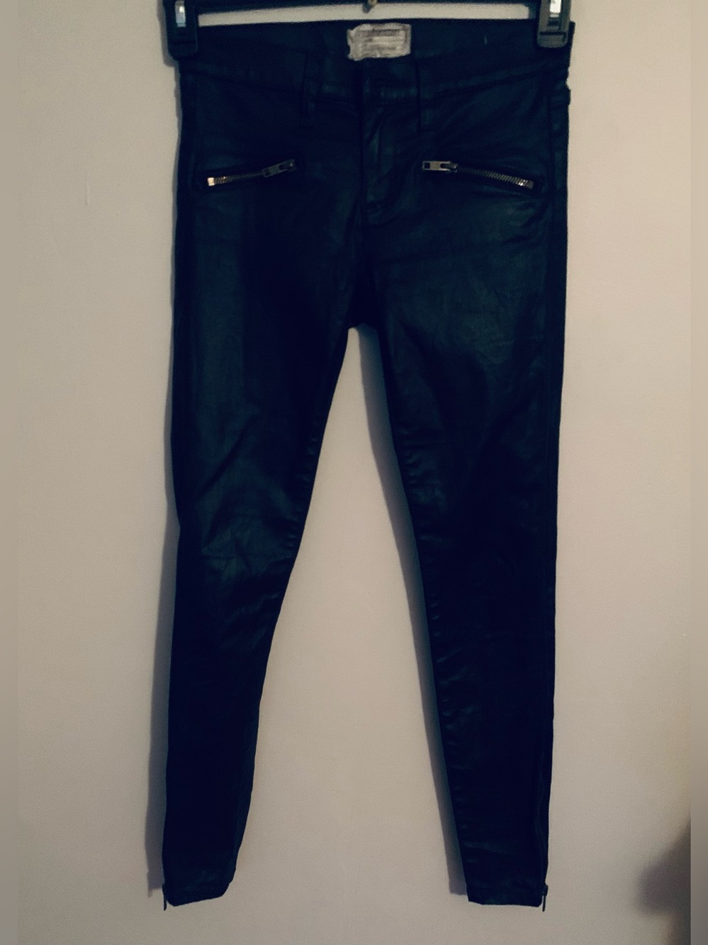 Current/Elliott "The Soho Zip Stiletto" Coated Skinny Jeans, size 24